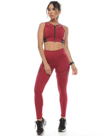 Legging con cortes, cintura alta con control de abdomen y compresión media alta