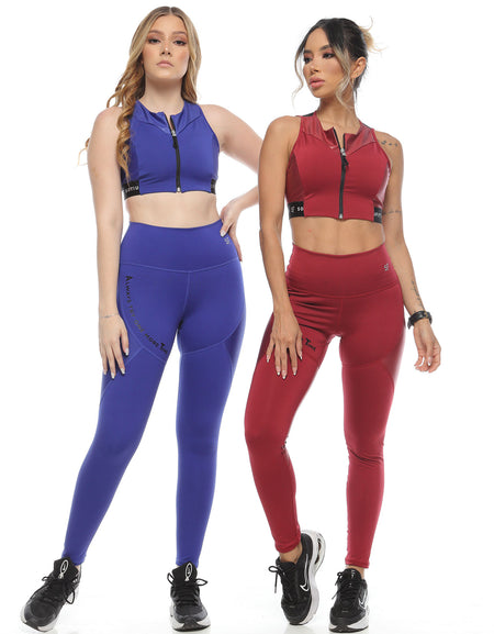 Legging con cortes, cintura alta con control de abdomen y compresión media alta