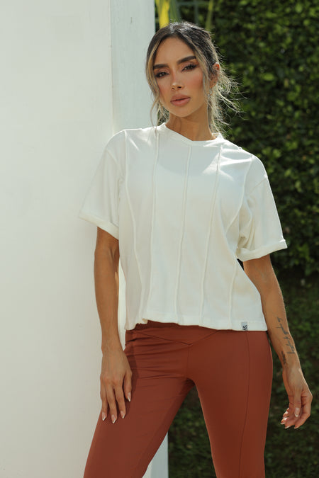 T-shirt en Rib algodón con cortes decorativos