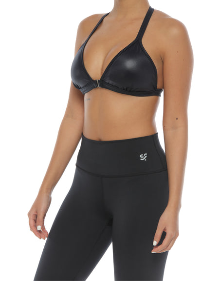 Top Triangulo efecto brillante con copas removibles y secado rápido